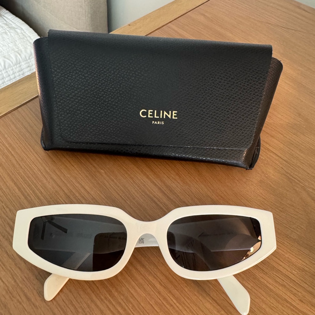 Celine White Sunglasses With Black Lenses Celine Triomphe Cl40269u 25a